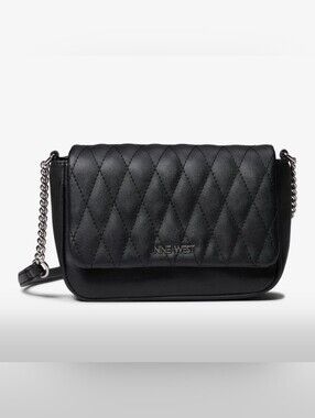 Nine West black quilted design crossbody bag- EUC
